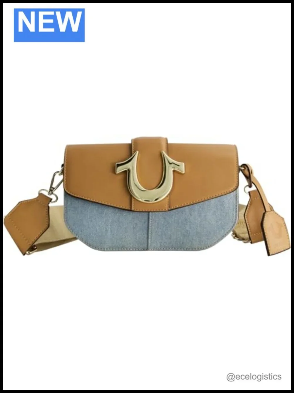 Saddle Bag, Denim & Faux Leather, Crossbody Purse